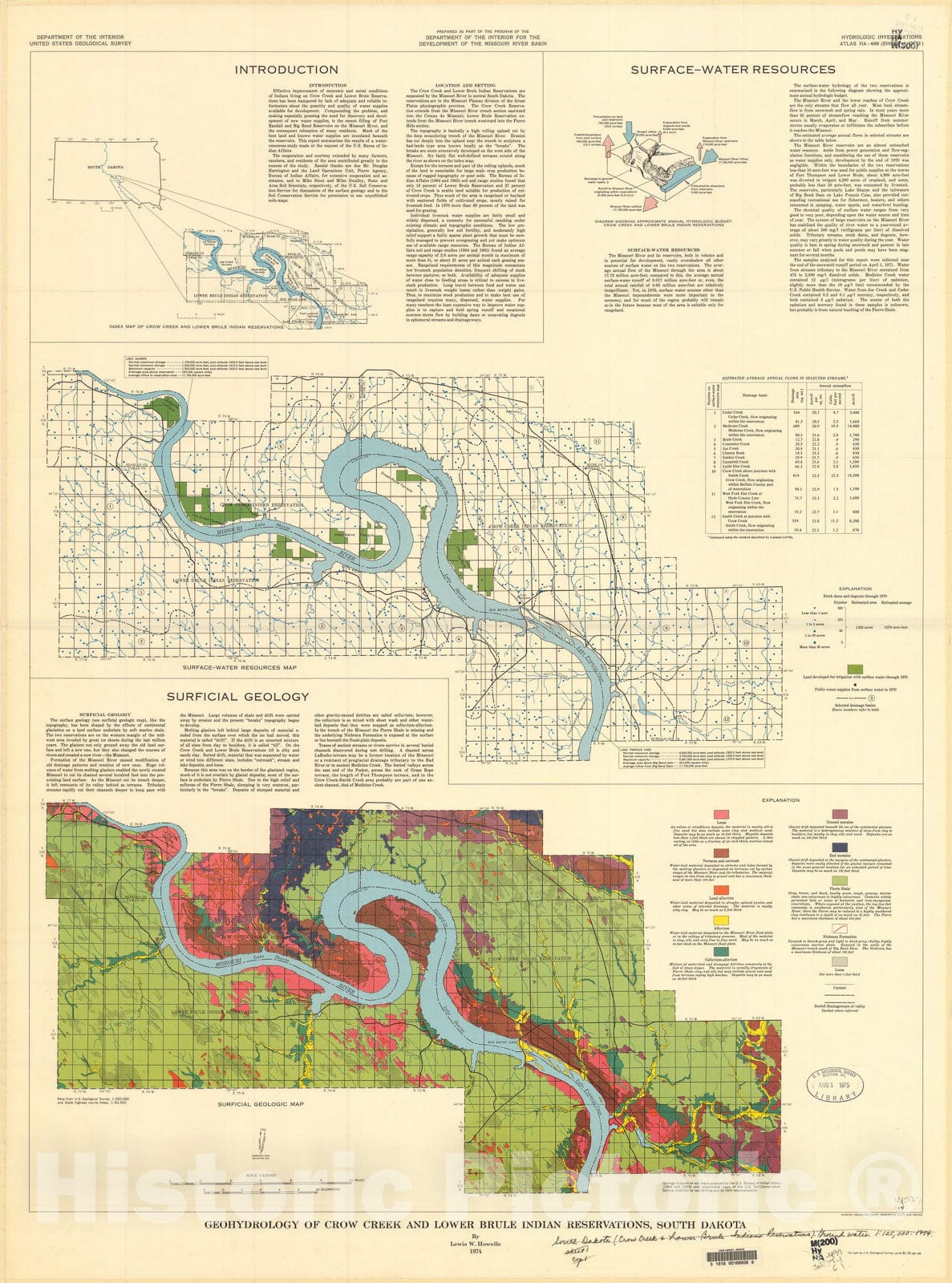 Map Geohydrology of Crow Creek and lower Brule Indian Reservations, Historic Pictoric