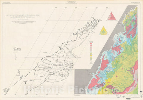 Map : Maps showing bottom sediments on the continental shelf of the northeastern United States - Cape Ann, Massachusetts to Casco Bay, Maine, 1975 Cartography Wall Art :