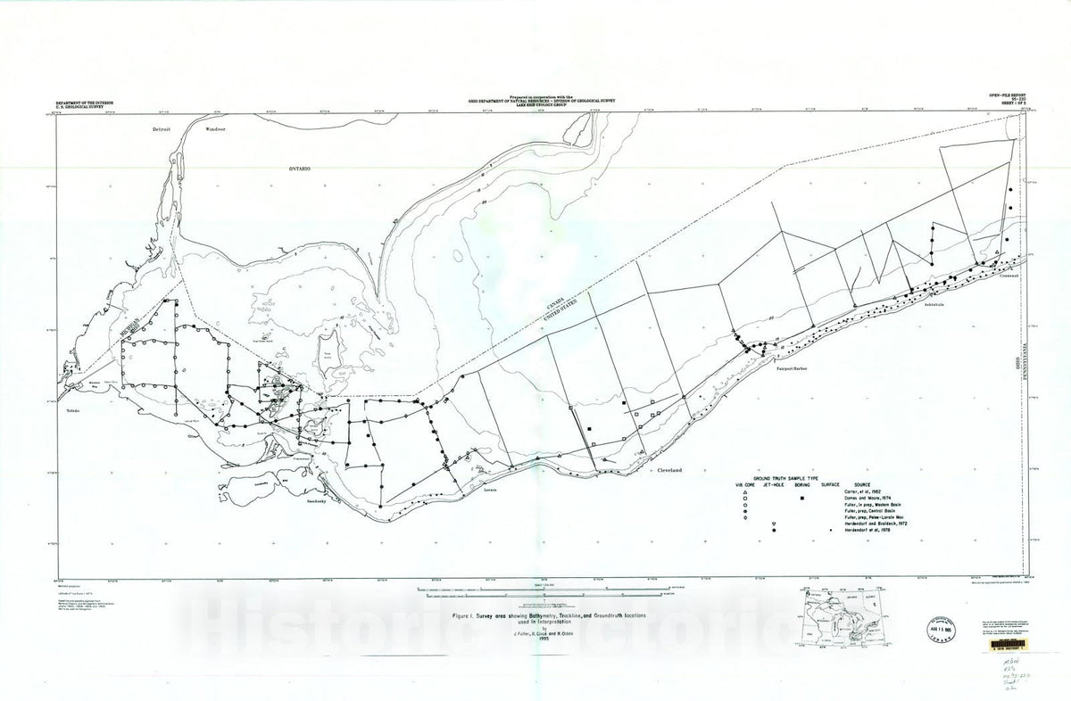 Map : The geologic framework of the Ohio area of Lake Erie, 1995 Carto ...