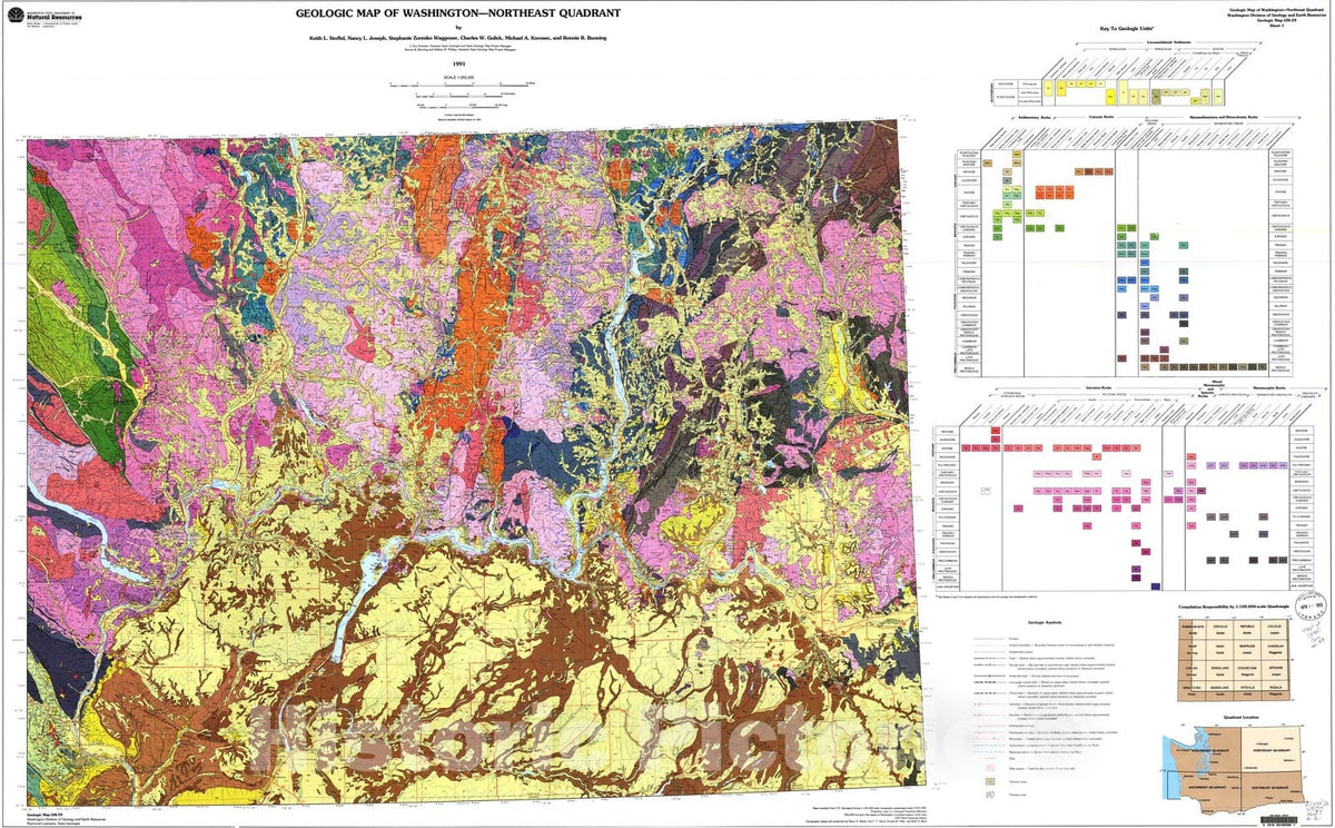 Map : Geologic map of Washington - Northeast quadrant, 1991 Cartograph ...