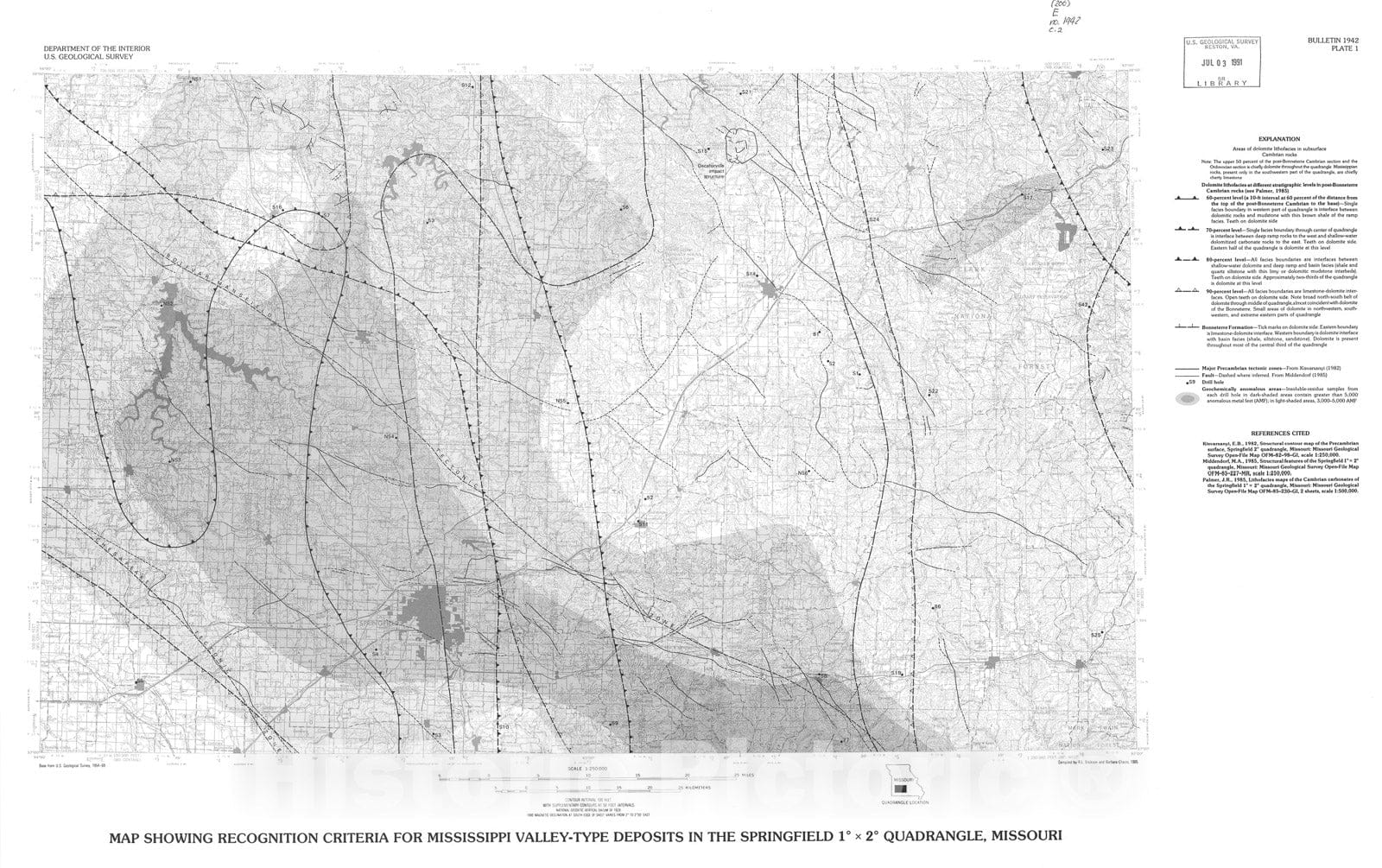 Map : Geology and mineral resource assessment of the Springfield one d ...