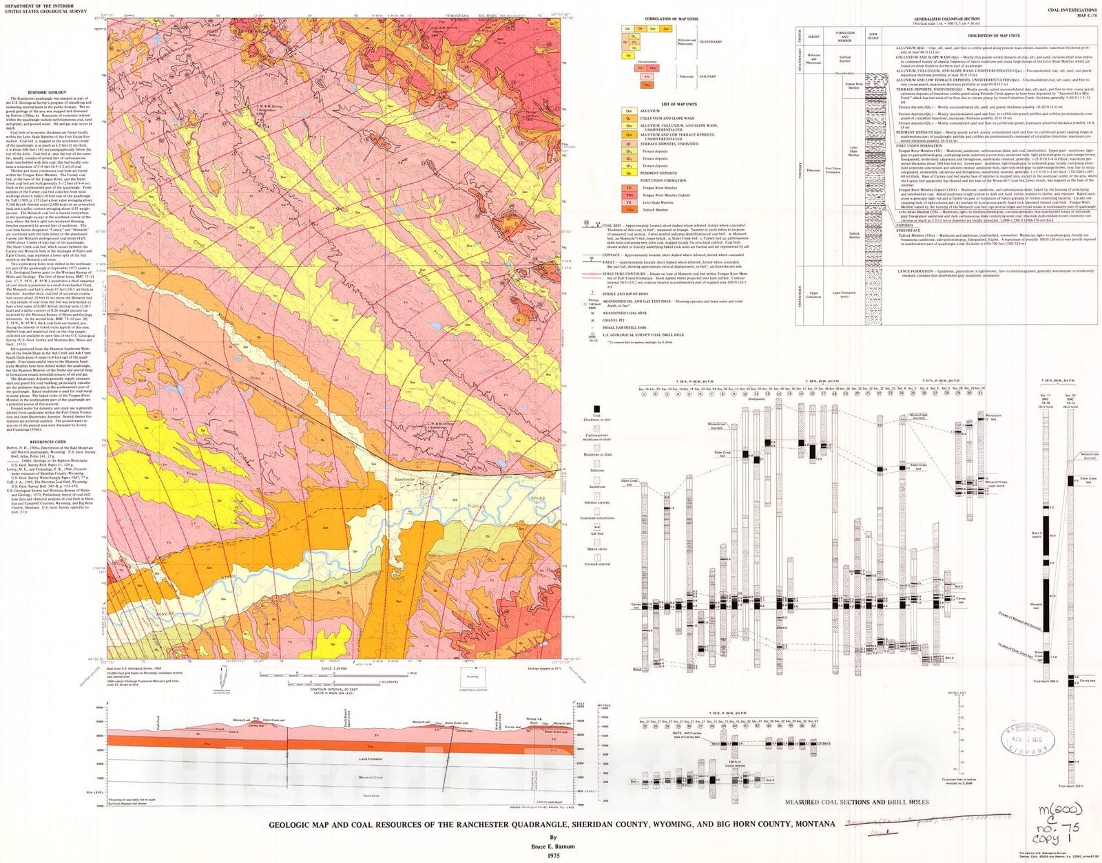 Map : Geologic map and coal resources of the Ranchester quadrangle, Sh ...