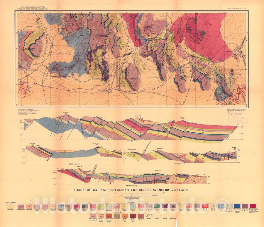 Map : Geology and ore deposits of the Bullfrog district, Nevada, 1910 ...
