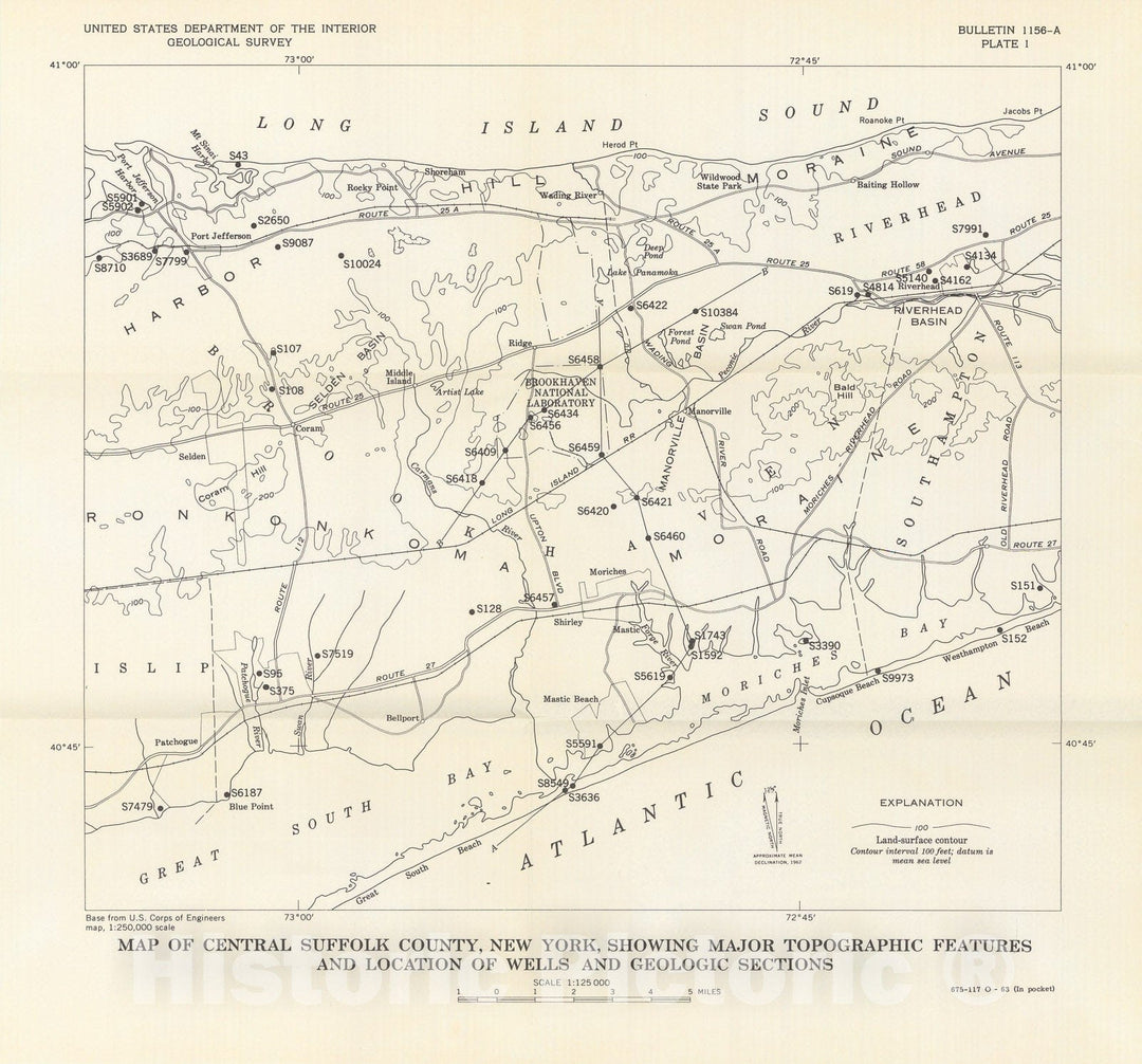 Map : Geology of Brookhaven National Laboratory and vicinity, Suffolk County, New York, 1963 Cartography Wall Art :