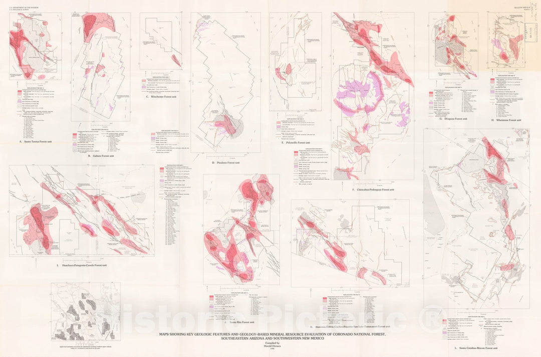 Map : Geology of Coronado National Forest, 1996 Cartography Wall Art :
