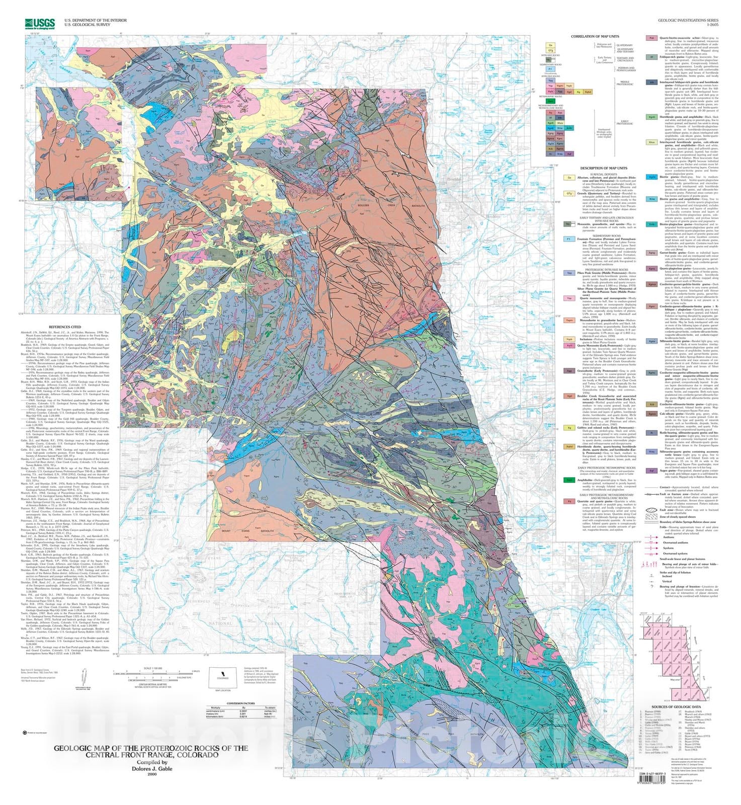 Proterozoic Rocks Map Map : Geologic map of the Proterozoic rocks of the central Front Range ...