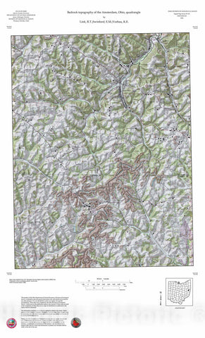 Map : Bedrock topography of the Amsterdam, Ohio, quadrangle, 1996 Cartography Wall Art :