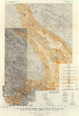 Map : Geology and ground water in Russian River valley areas and in Round, Laytonville, and Little Lake Valleys, Sonoma and Mendocino Counties, California, 1965 Cartography Wall Art :
