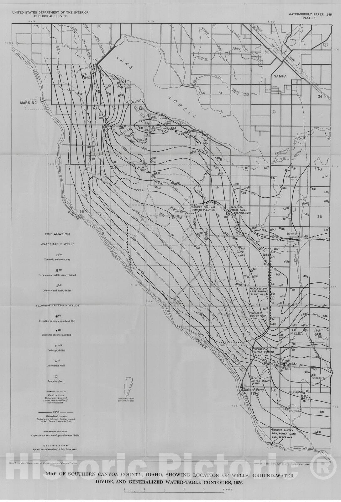 Map : Effect of irrigation on ground water in southern Canyon County, Idaho, 1962 Cartography Wall Art :