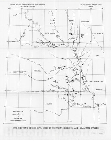 Map : Floods of March-April 1960 in eastern Nebraska and adjacent states, 1965 Cartography Wall Art :