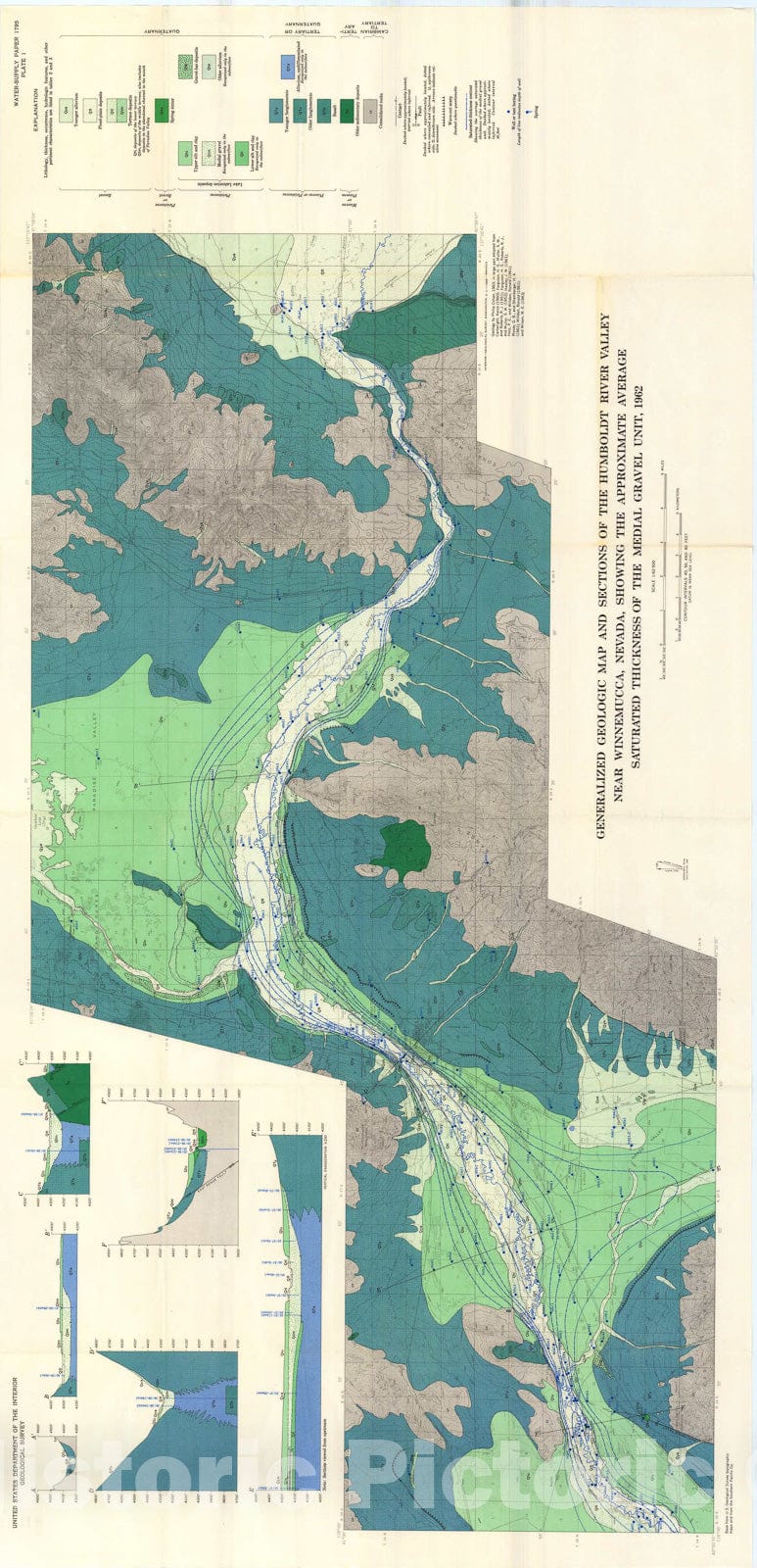 Map : Water resources of the Humboldt River valley near Winnemucca, Nevada, 1965 Cartography Wall Art :
