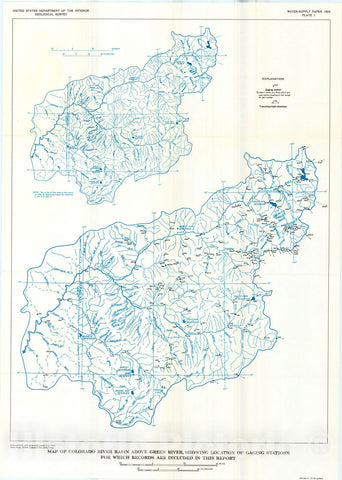 Map : Surface water supply of the United States, 1961-65, Part 9. Colorado River basin, Volume 1. Colorado River basin above Green River, 1970 Cartography Wall Art :
