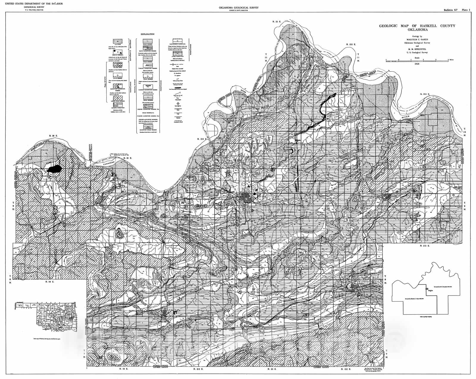 Map Plate 1. Geologic map of Haskell County, Oklahoma, 1948 Cartogra