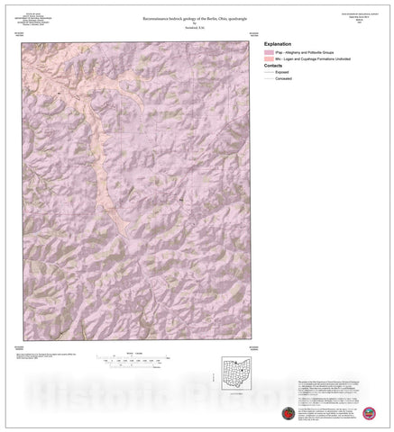 Map : Reconnaissance bedrock geology of the Berlin, Ohio, quadrangle, 1997 Cartography Wall Art :