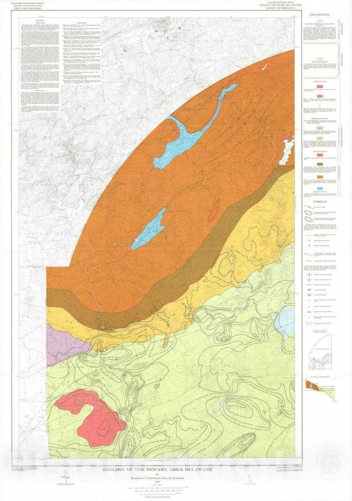 Map : Geology of the Newark area, Delaware, 1972 Cartography Wall Art ...