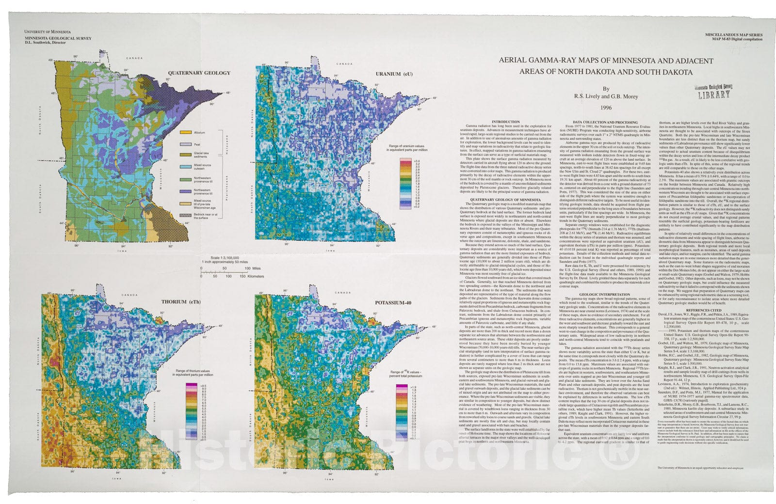 Map : Aerial gamma radiation in Minnesota and adjacent areas of North Dakota and South Dakota, 1996 Cartography Wall Art :