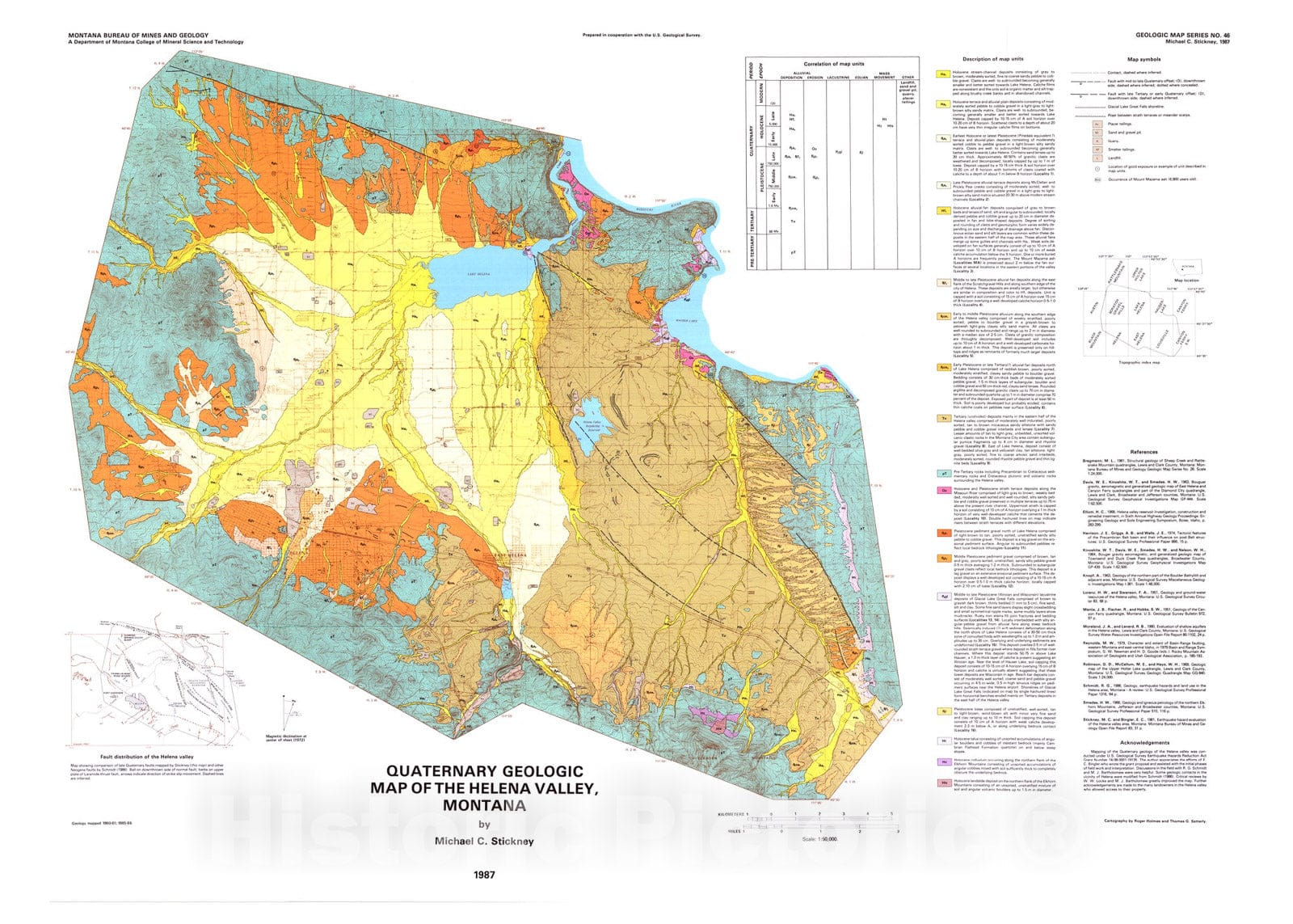 Map : Quaternary geologic map of the Helena valley, Montana, 1987 Cartography Wall Art :