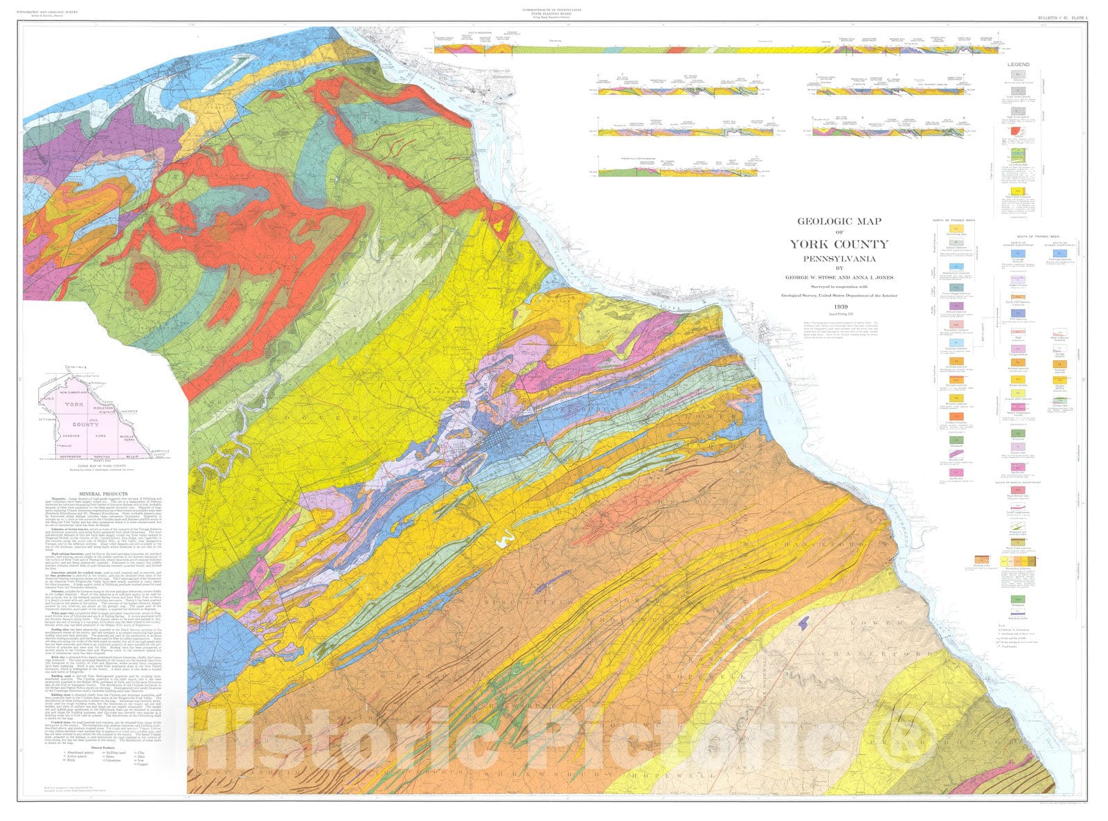 Map Geology and mineral resources of York County, Pennsylvania, 1939