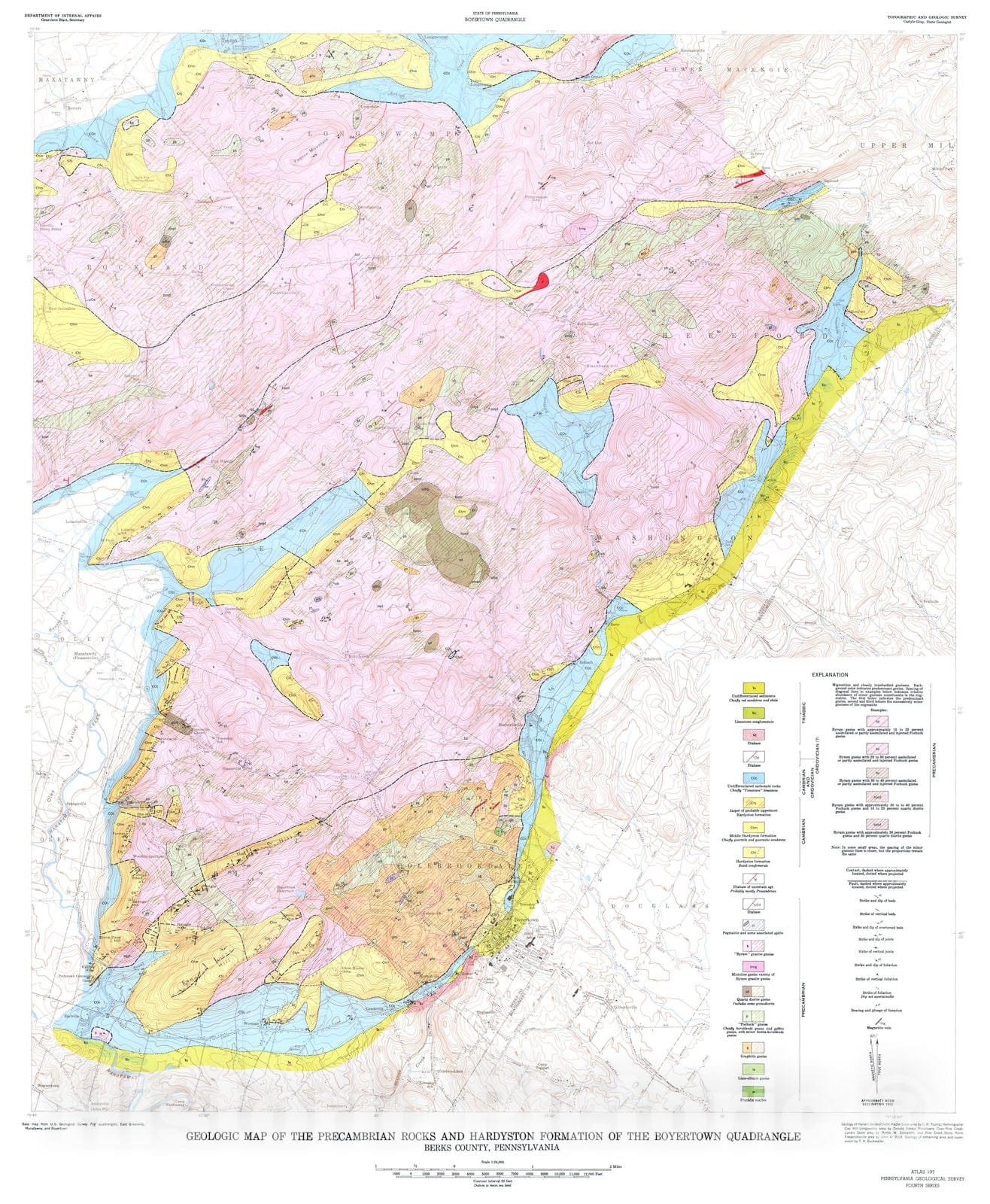 Map : Geology of the Precambrian rocks and Hardyston Formation of the ...