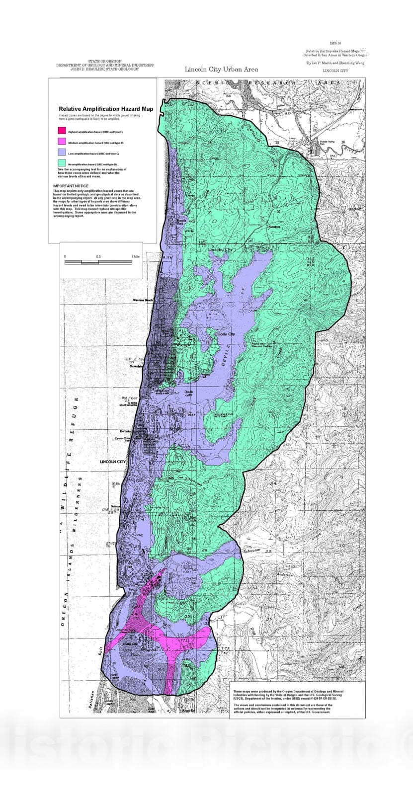 Map : Relative earthquake hazard maps for selected urban areas in western Oregon, Lincoln City, 2000 Cartography Wall Art :