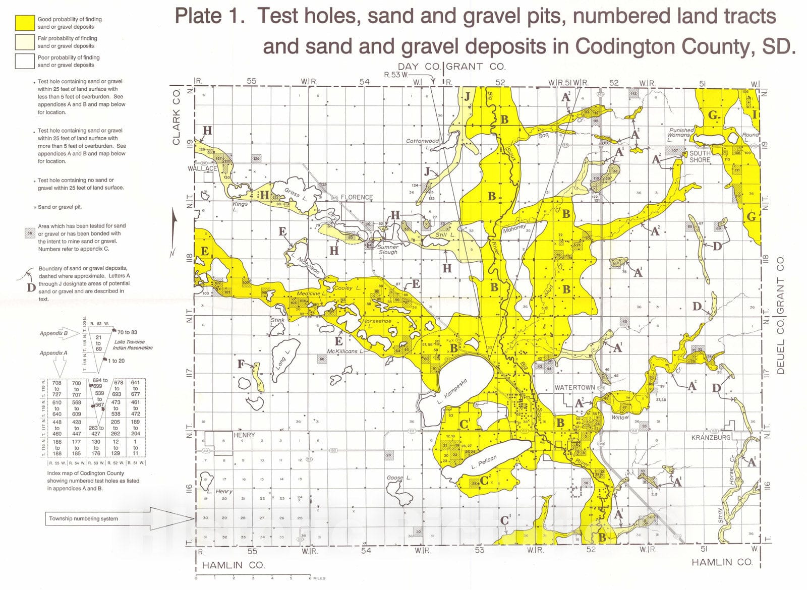 Map : Sand and gravel resources in Codington County, South Dakota, 199 ...