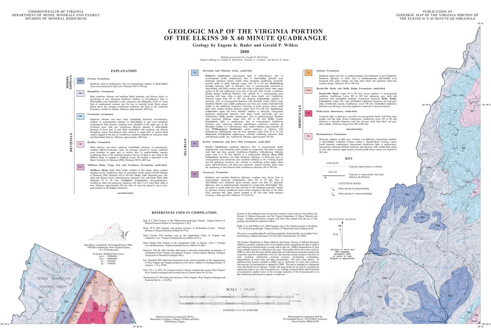Map : Geologic map of the Virginia portion of Elkins thirty x sixty mi ...