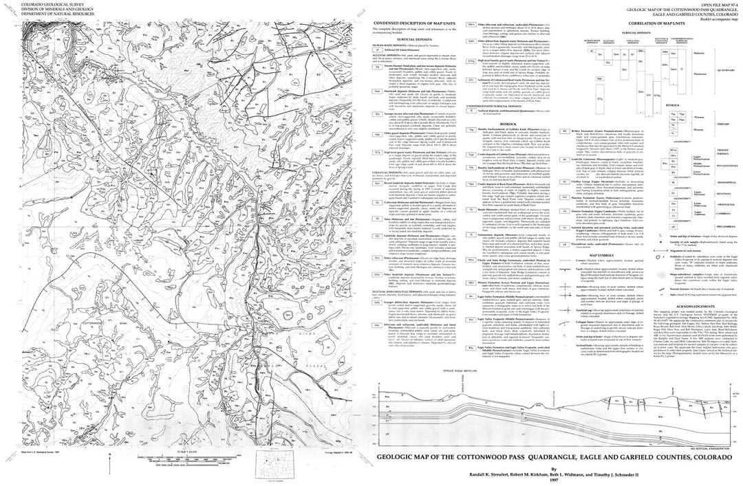 Map : Geologic map of the Cottonwood Pass quadrangle, Eagle and Garfie ...