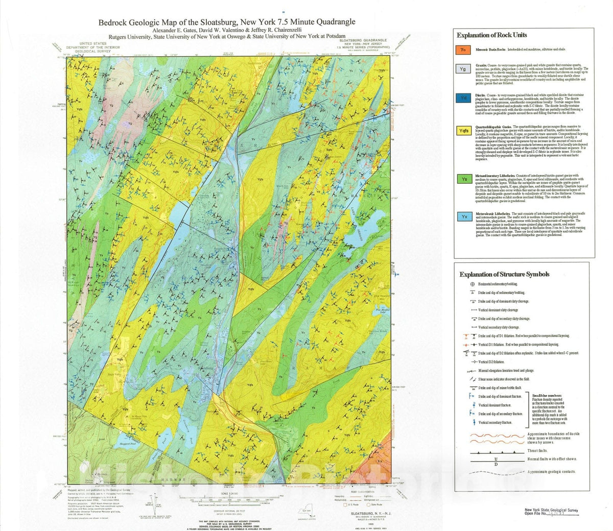Map : Bedrock Geologic Map of the Sloatsburg, New York 7.5 Minute Quad ...