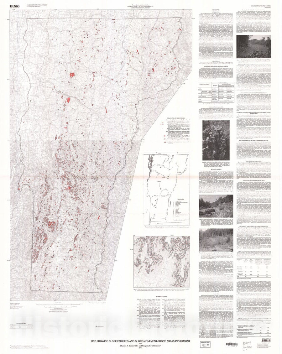 Map : Map showing slope failures and slope-movement-prone areas in Ver ...
