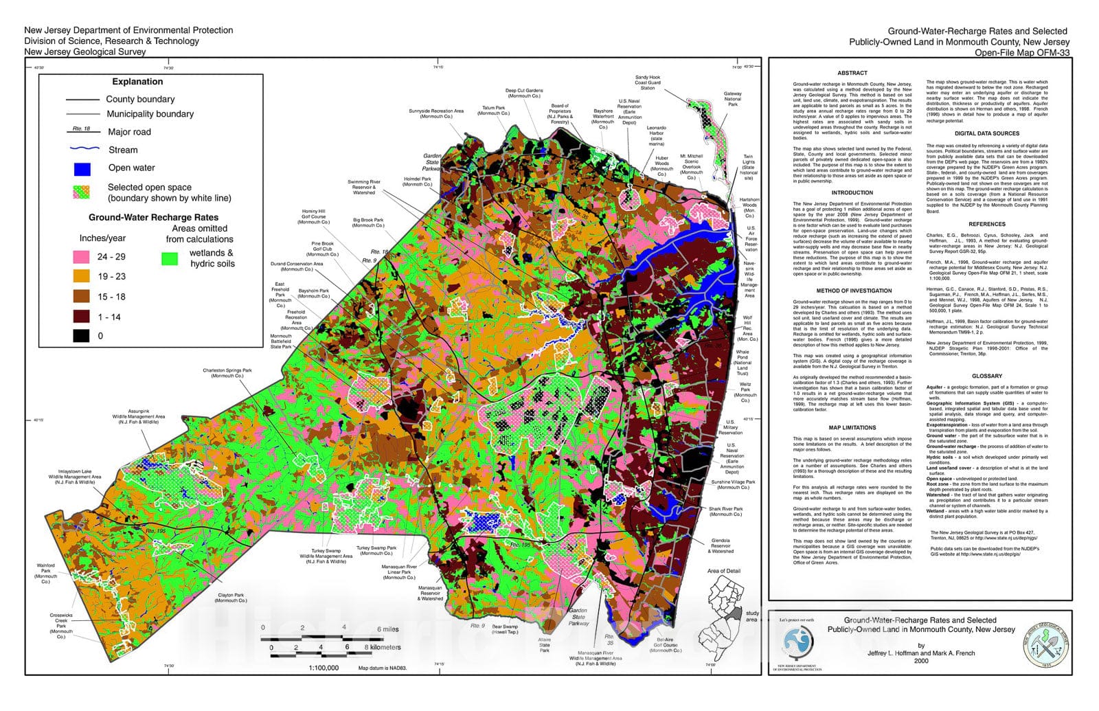 Map GroundWaterRecharge Rates and Selected PubliclyOwned Land in
