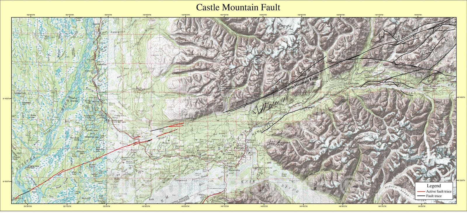 Map : GIS coverages of the Castle Mountain fault, south central Alaska, 2002 Cartography Wall Art :