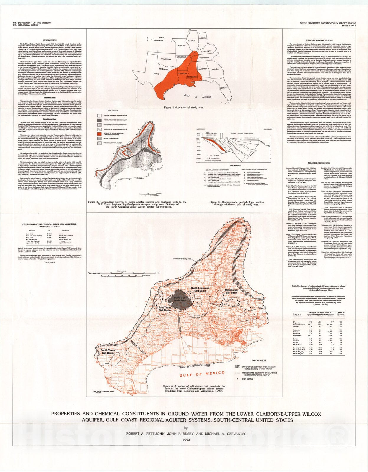 Map Properties and chemical constituents in ground water from the lo Historic Pictoric