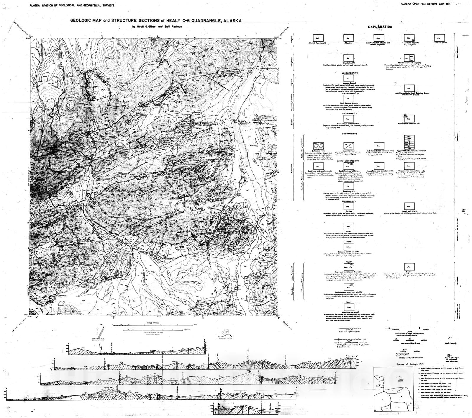 Map : Geologic map and structure sections of Healy C-6 Quadrangle, 197 ...