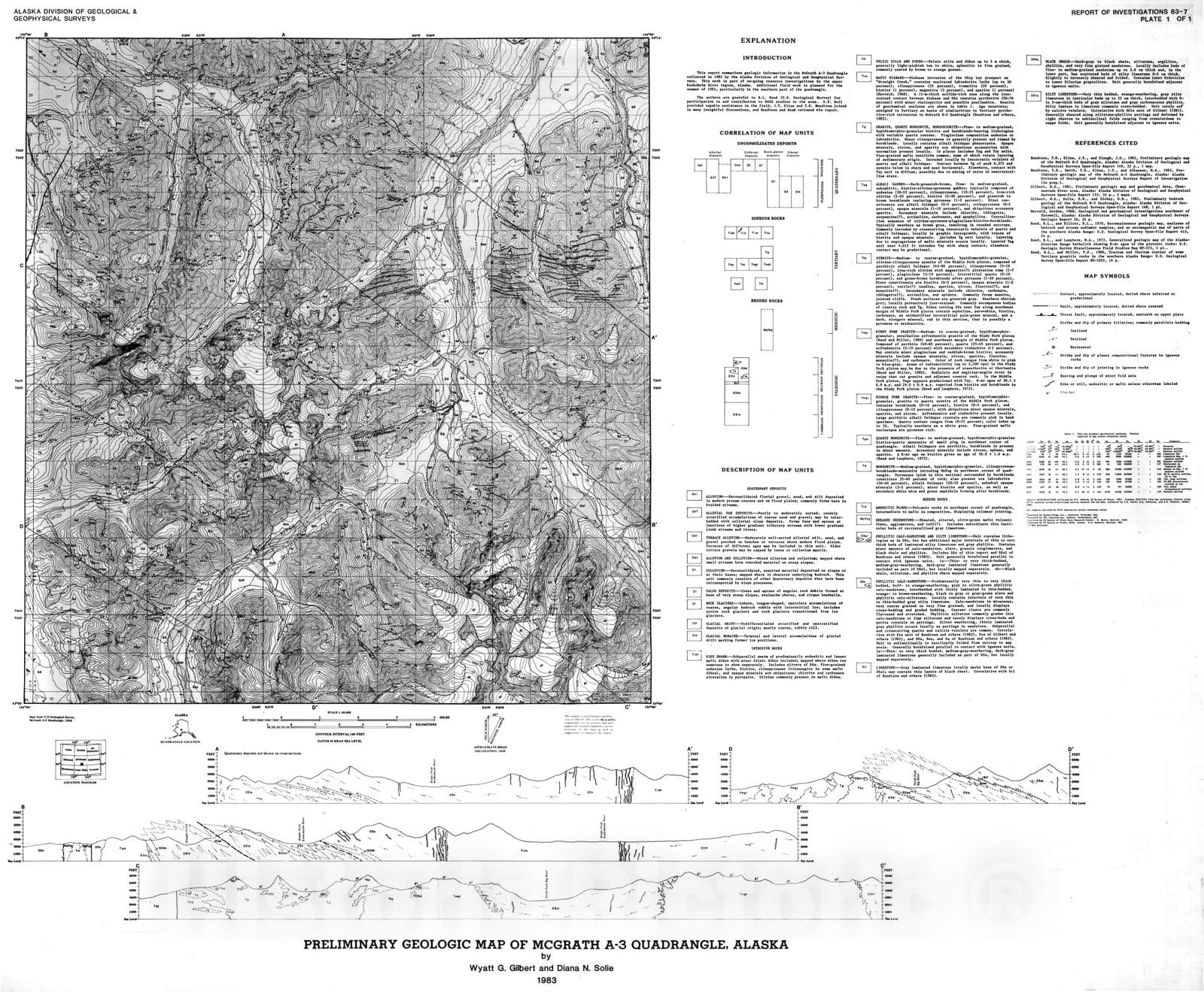 Map Preliminary geologic map of McGrath A3 quadrangle, Alaska, 1983