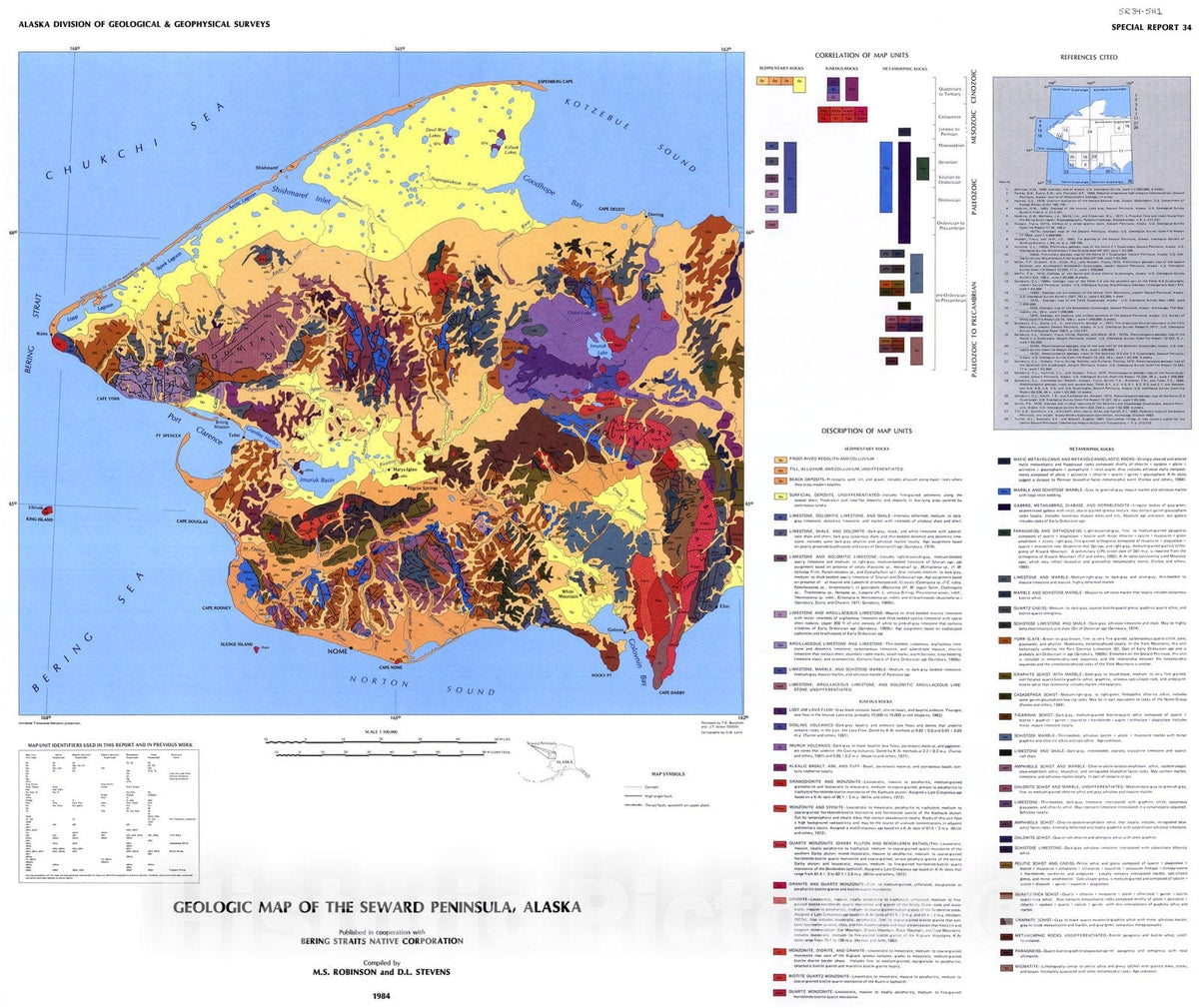 Map : Geologic map of the Seward Peninsula, 1984 Cartography Wall Art ...