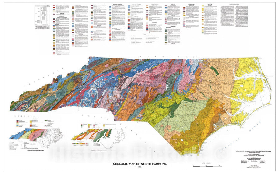 Map : Geologic map of North Carolina, 1985 Cartography Wall Art ...