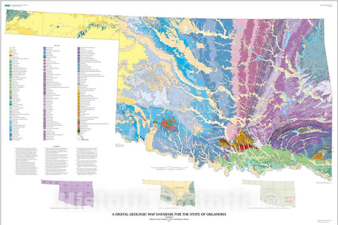 Map : A digital geologic map database for the State of Oklahoma, 2003 Cartography Wall Art :