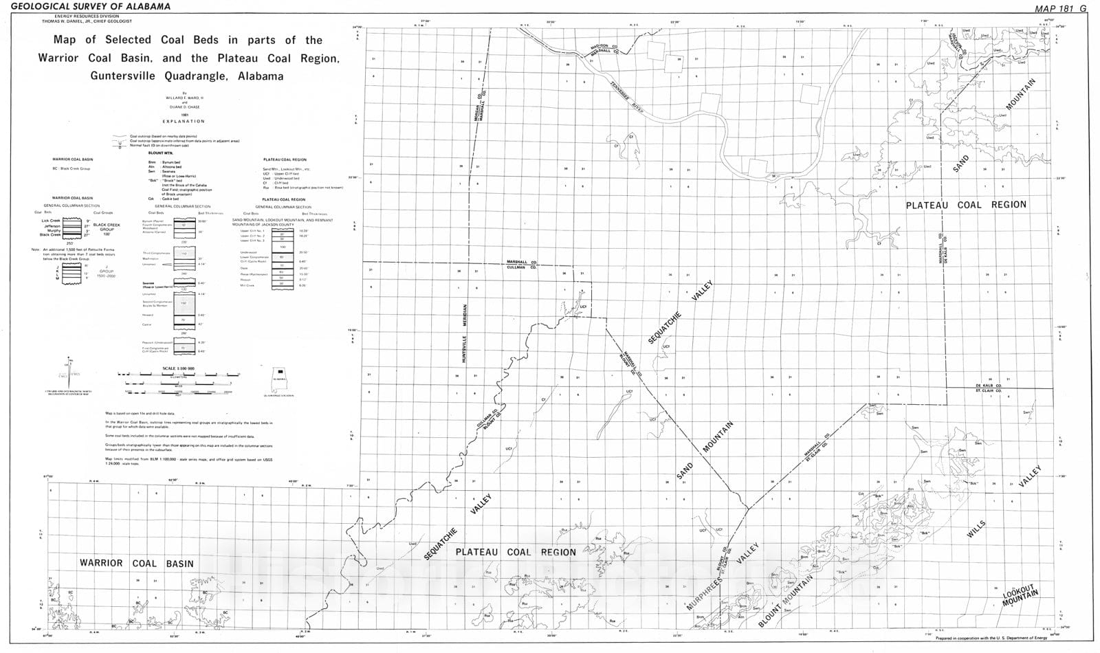 Map Map of selected coal beds in parts of the Warrior coal basin and