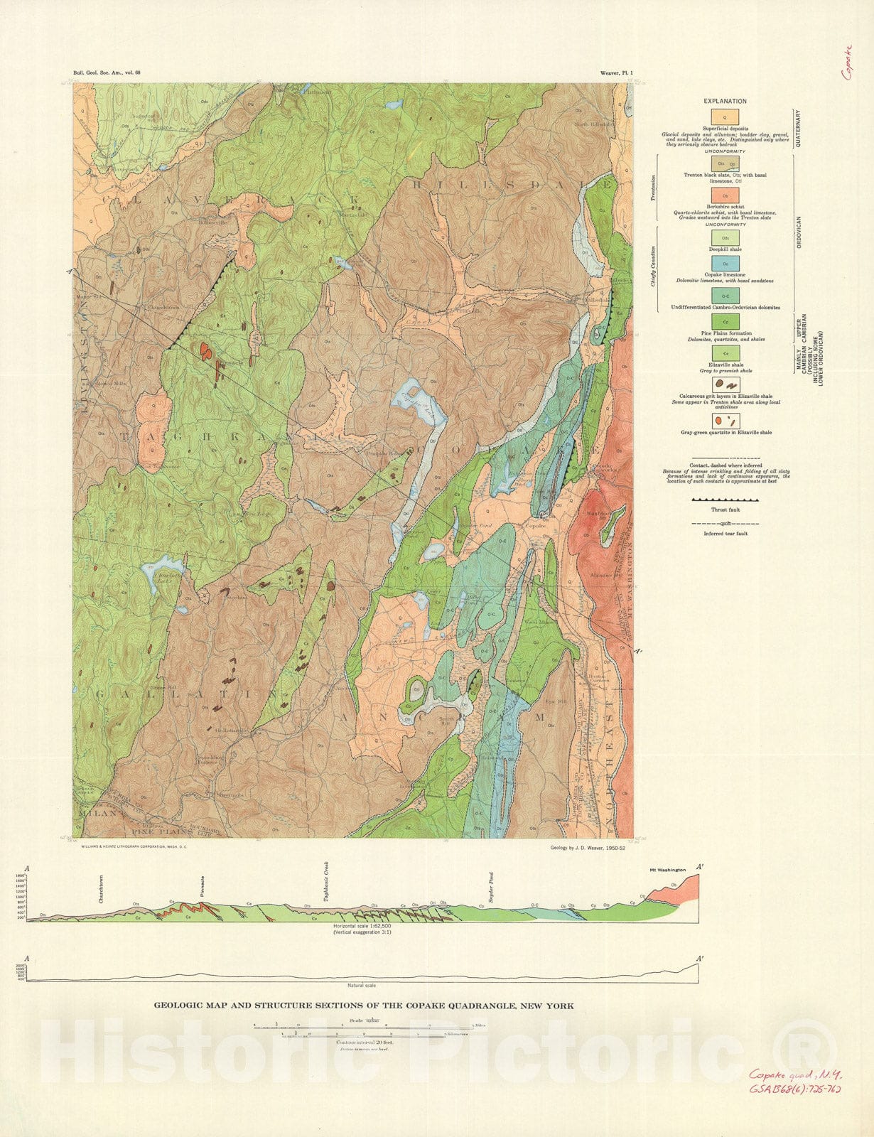Map Stratigraphy and structure of the Copake quadrangle, New York, 1