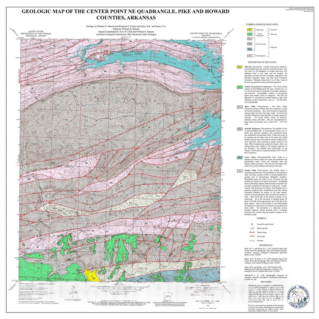 Map : Geologic Map of the Center Point NE Quadrangle, Pike and Howard ...