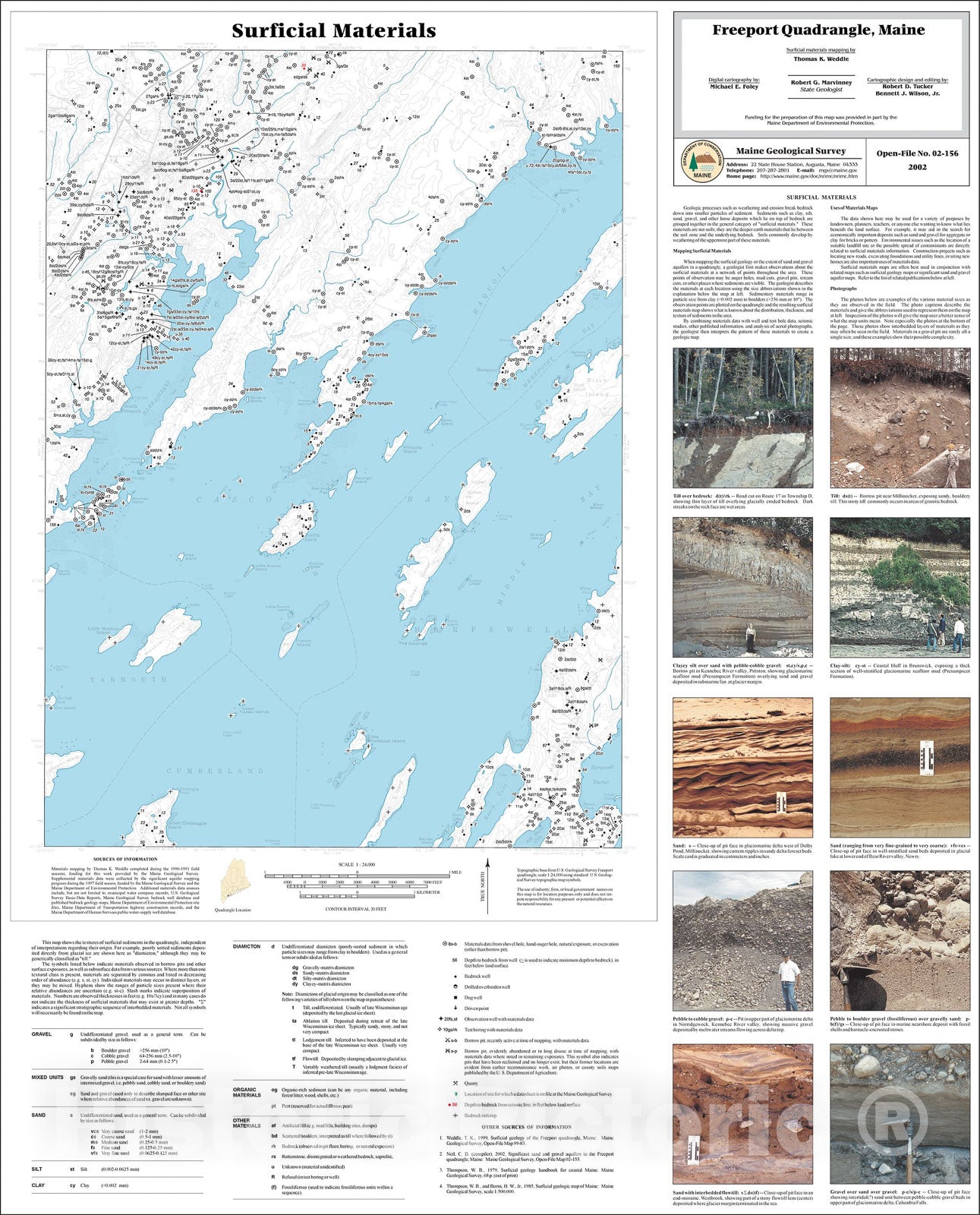 Map : Surficial Materials in the Freeport Quadrangle, Maine, 2002 Cartography Wall Art :
