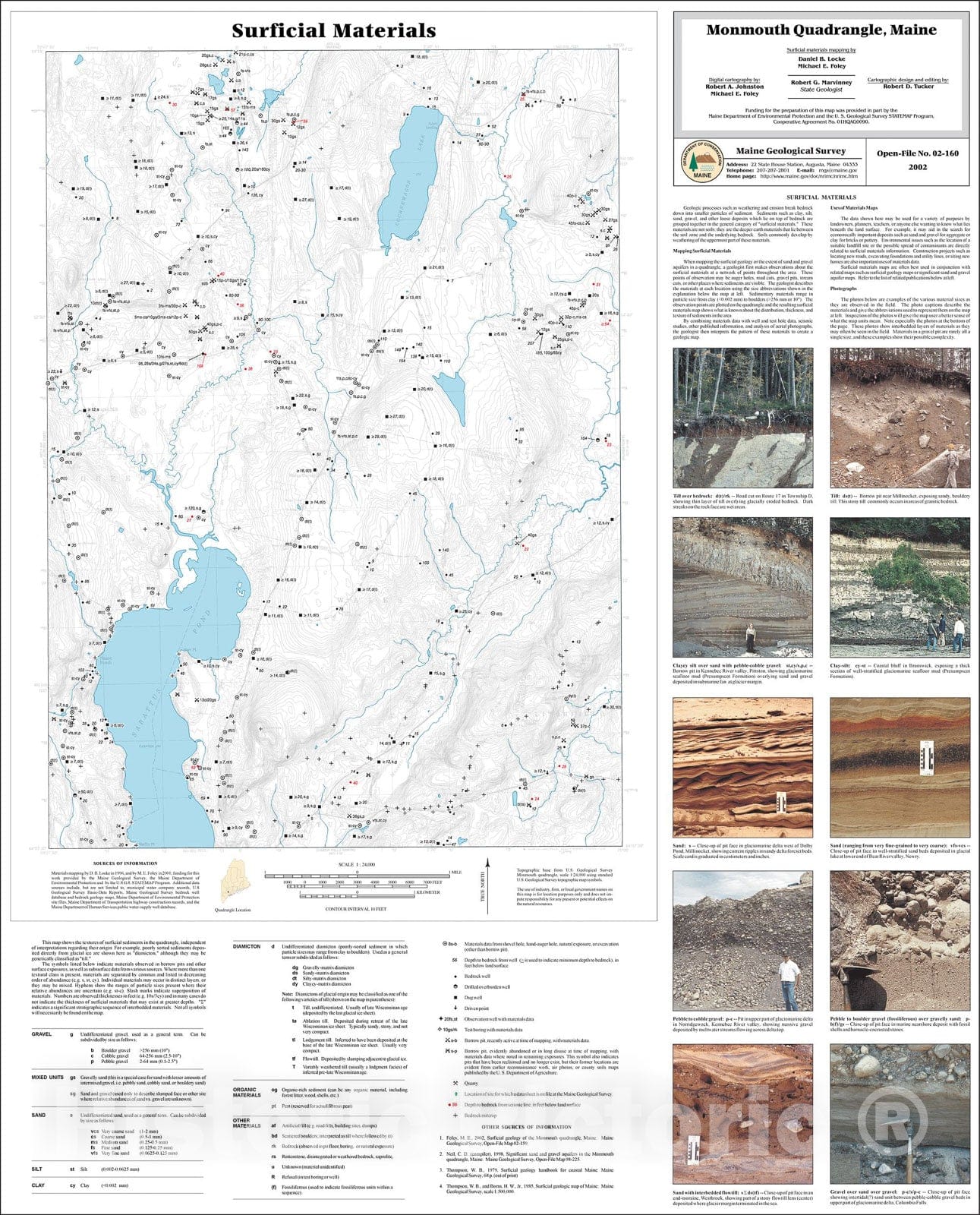 Map : Surficial Materials in the Monmouth Quadrangle, Maine, 2002 Cartography Wall Art :