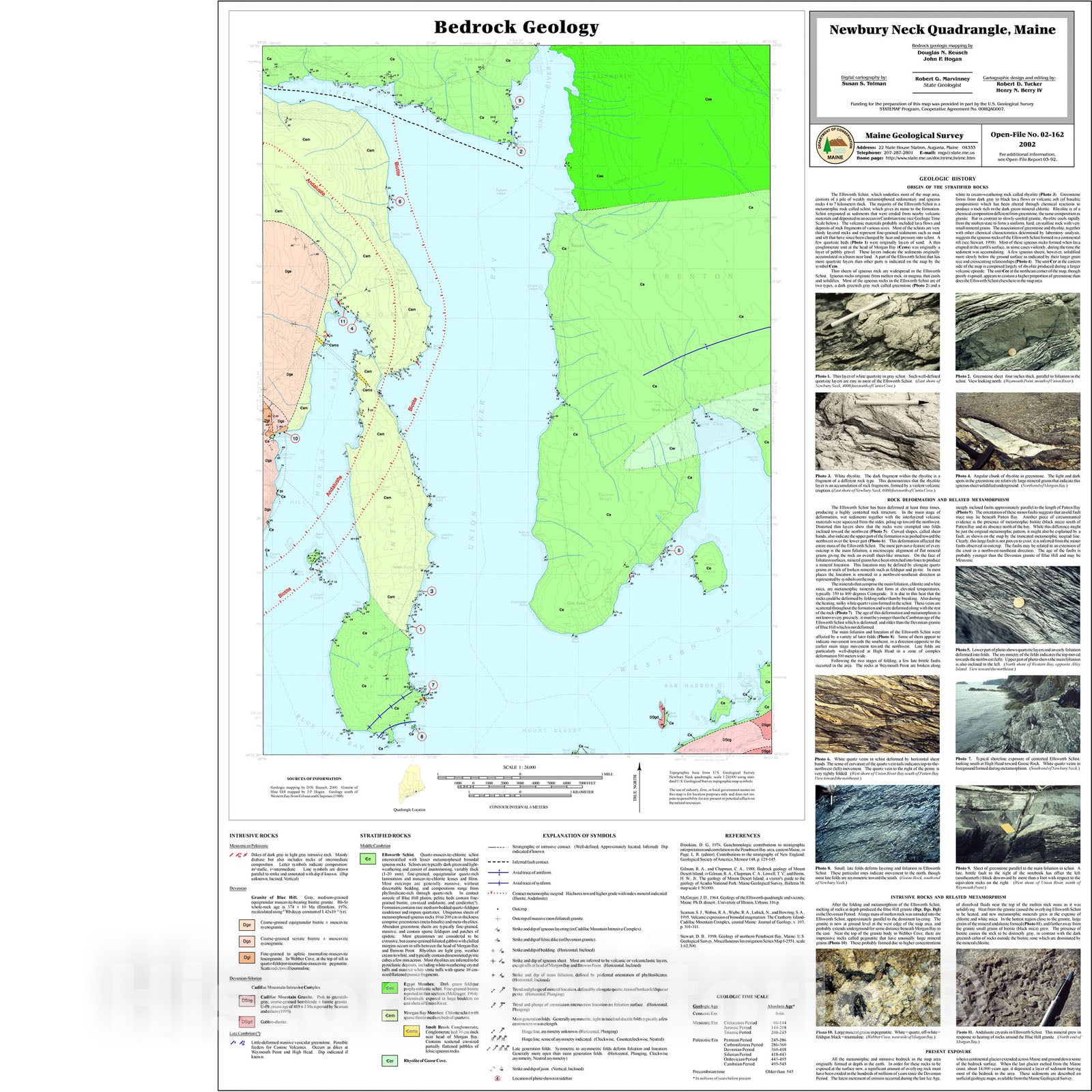 Map : Bedrock Geology of the Newbury Neck Quadrangle, Maine, 2002 Cartography Wall Art :