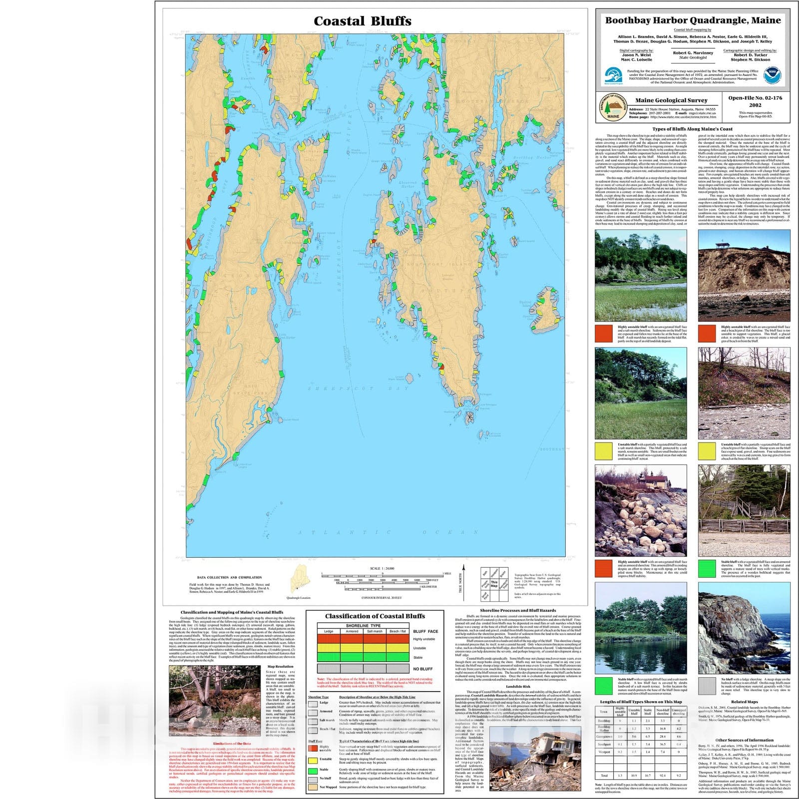 Map : Coastal Bluffs of the Boothbay Harbor Quadrangle, Maine, 2002 Cartography Wall Art :