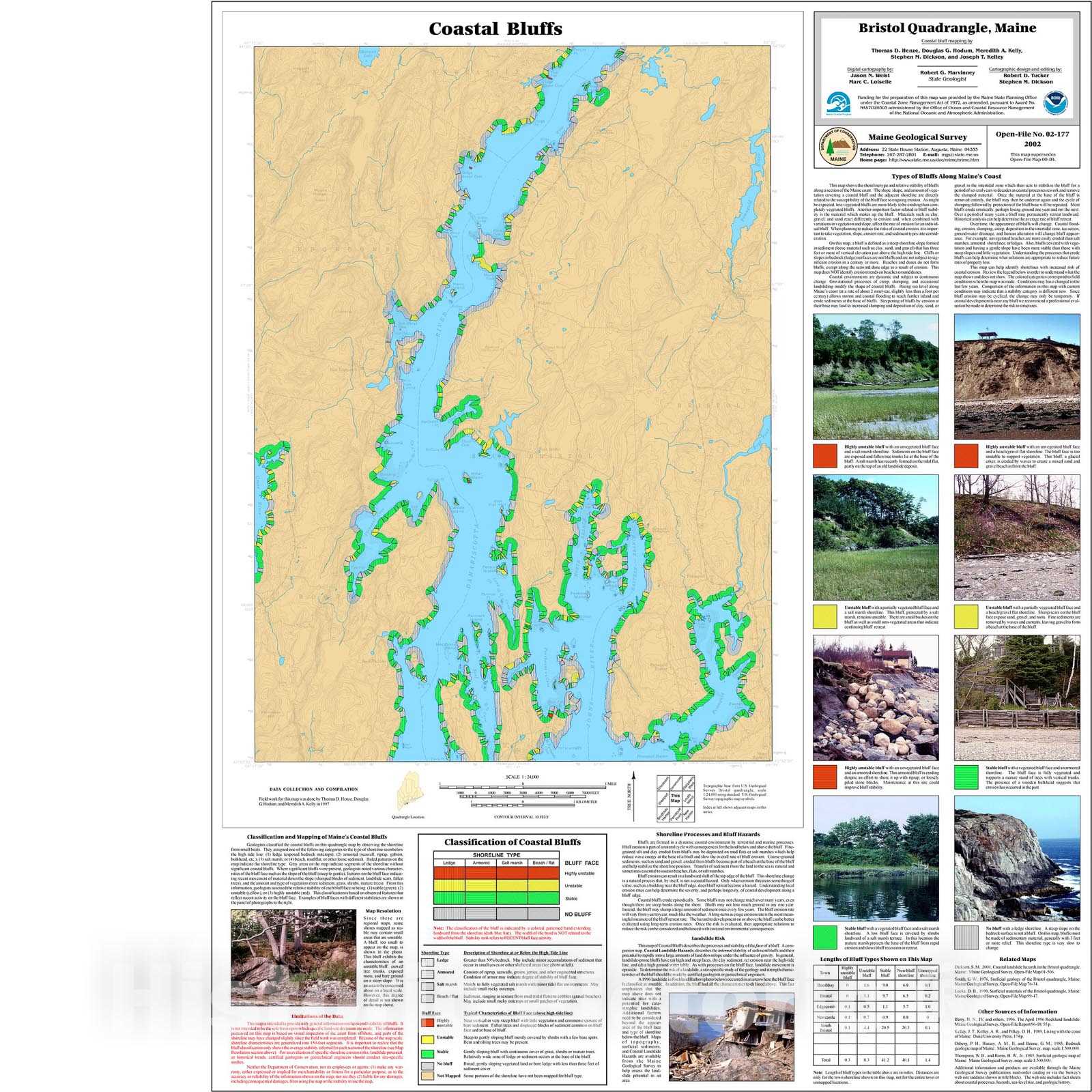Map : Coastal Bluffs in the Bristol Quadrangle, Maine, 2002 Cartography Wall Art :