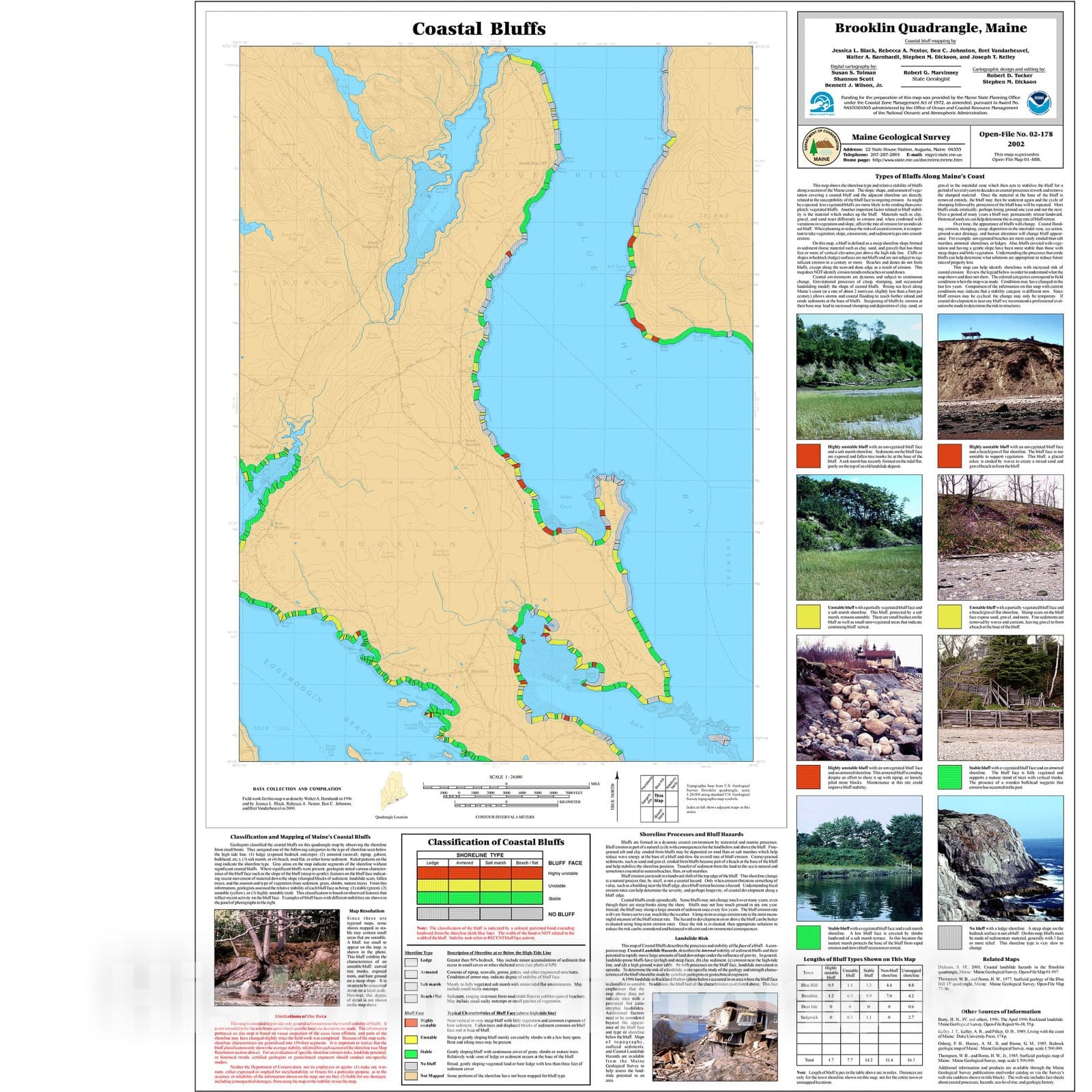 Map : Coastal Bluffs in the Brooklin Quadrangle, Maine, 2002 Cartography Wall Art :