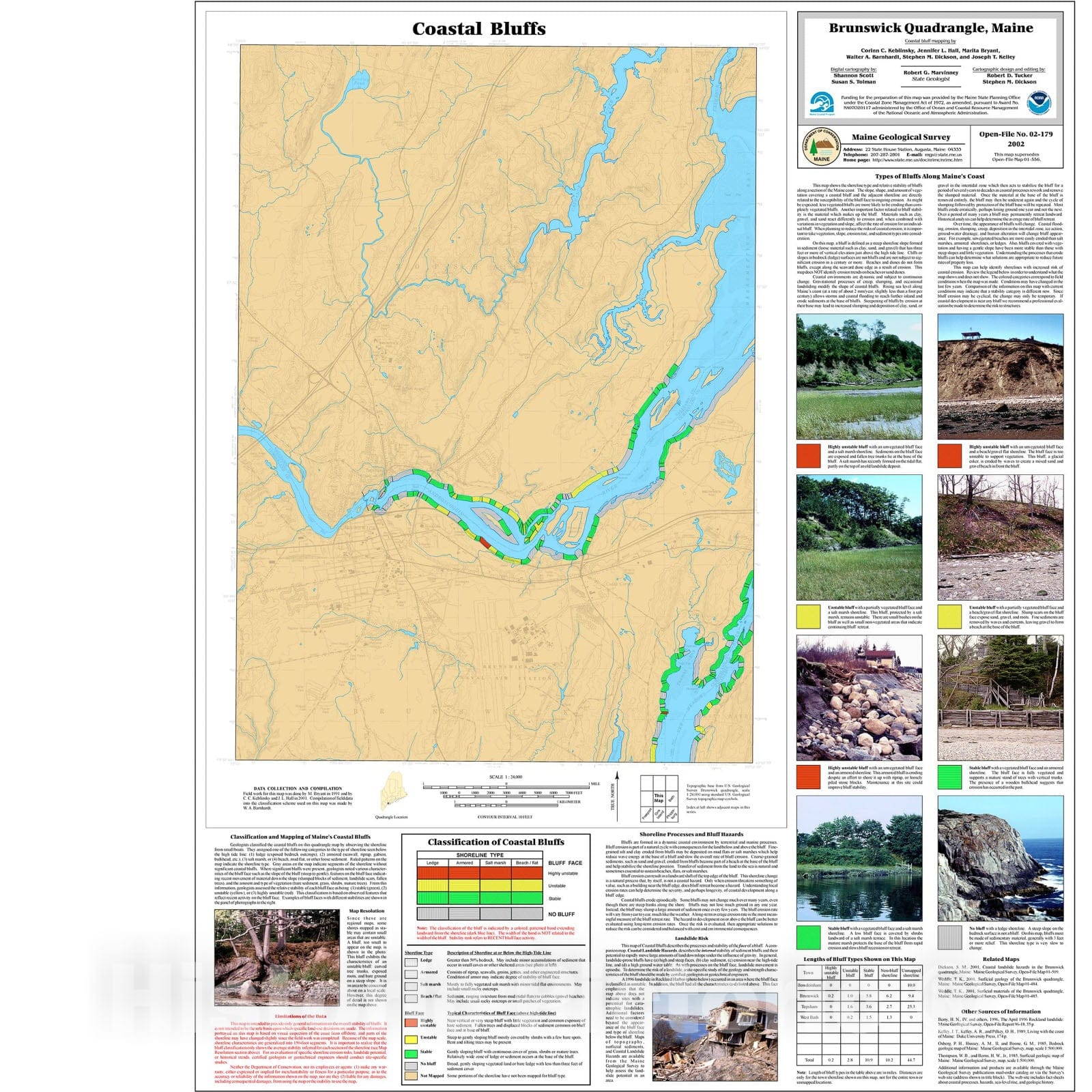 Map : Coastal Bluffs in the Brunswick Quadrangle, Maine, 2002 Cartography Wall Art :