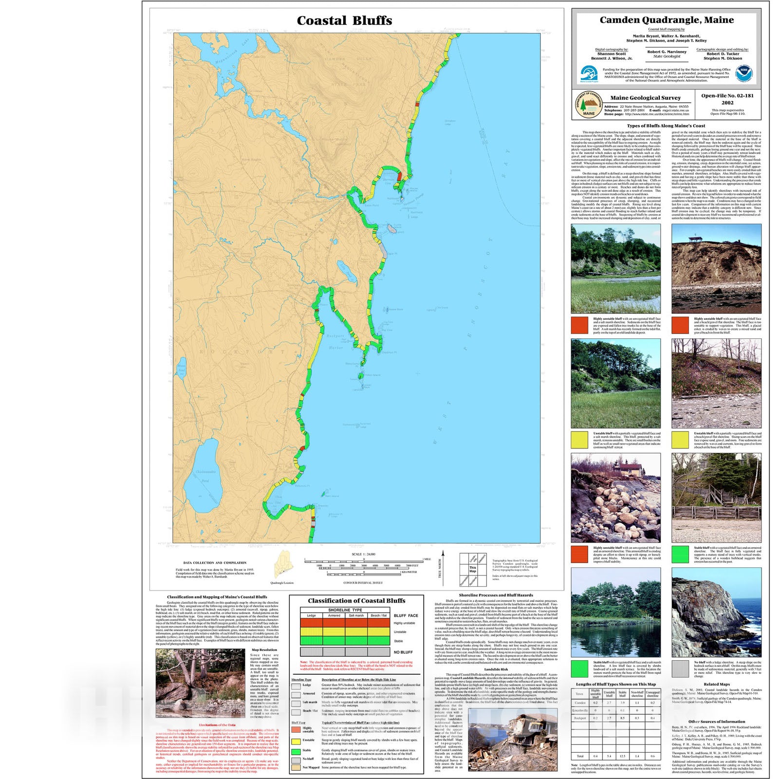 Map : Coastal Bluffs in the Camden Quadrangle, Maine, 2002 Cartography Wall Art :