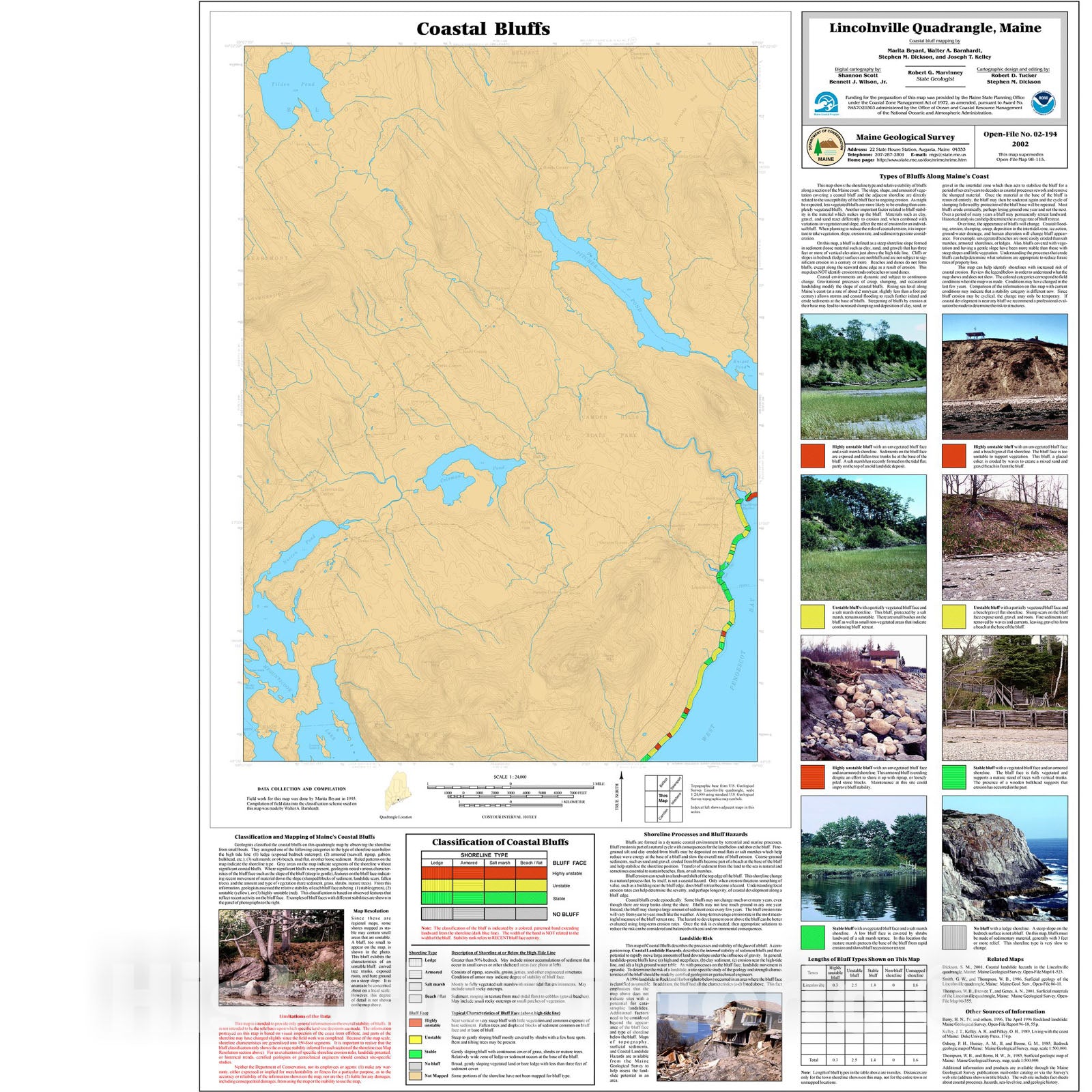 Map : Coastal Bluffs in the Lincolnville Quadrangle, Maine, 2002 Cartography Wall Art :