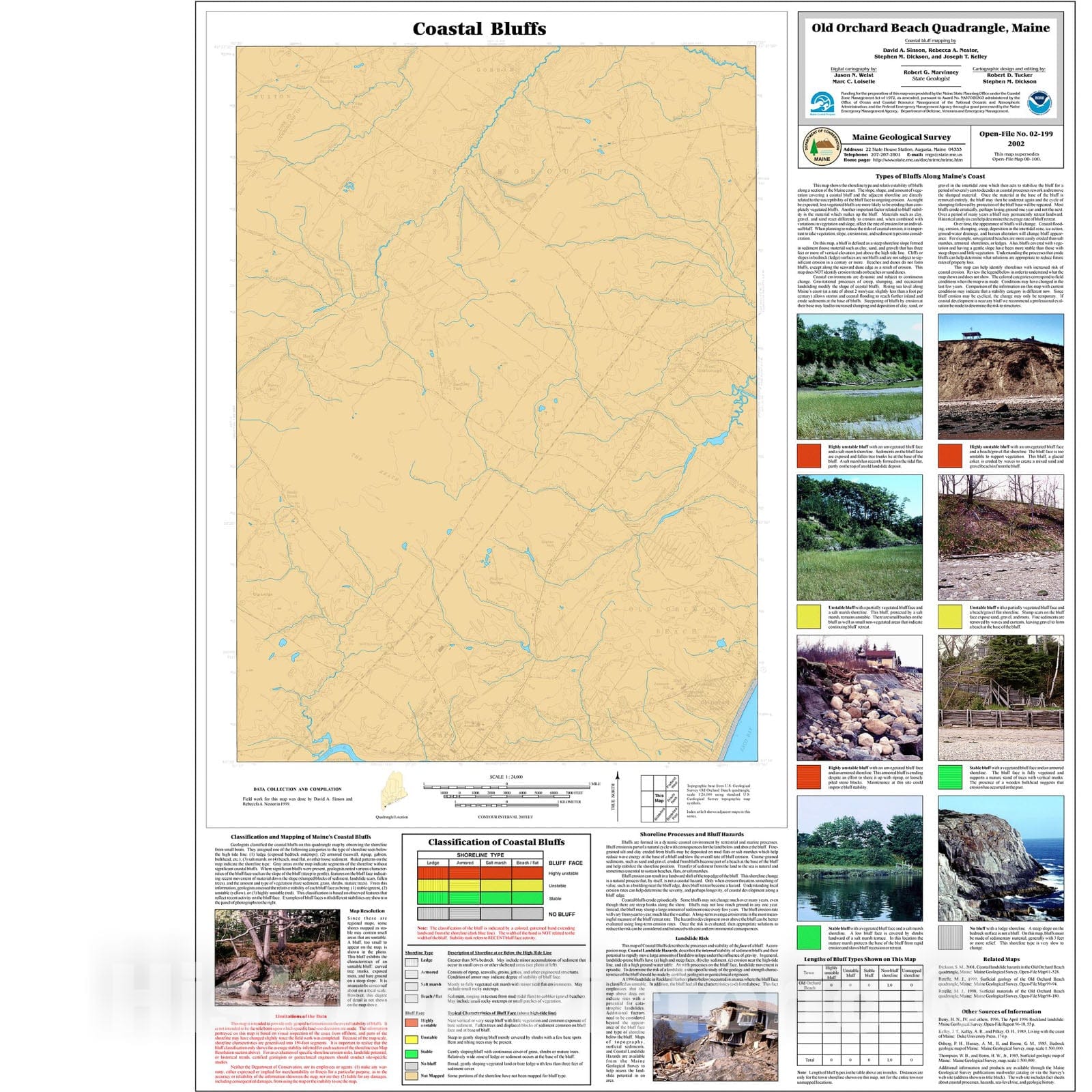 Map : Coastal Bluffs in the Old Orchard Beach Quadrangle, Maine, 2002 Cartography Wall Art :